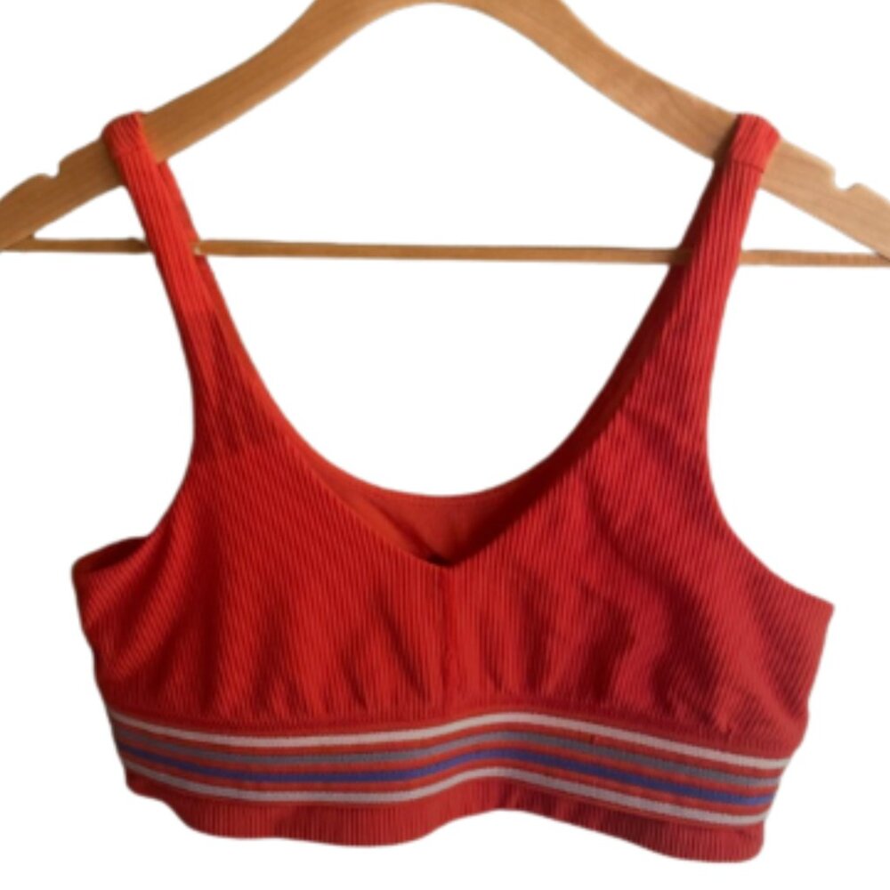 Free People Movement By Free People Striped Band Red Sports Bra Size M